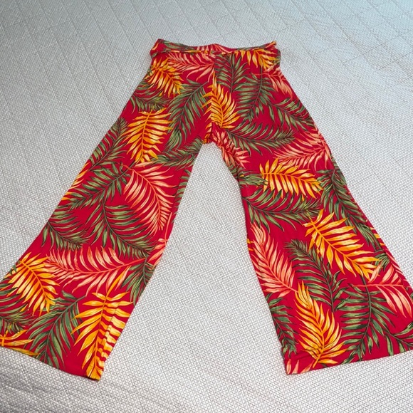C est 1946 orange tropical print casual wide leg pants, size large - Picture 2 of 6